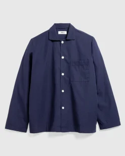 Tekla Poplin Pyjamas Shirt True Navy- Underwear And Loungewear
