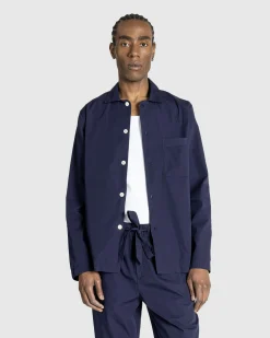Tekla Poplin Pyjamas Shirt True Navy- Underwear And Loungewear