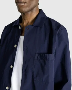 Tekla Poplin Pyjamas Shirt True Navy- Underwear And Loungewear