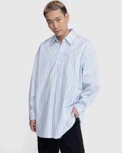 Our Legacy Popover Shirt Blue Stripe- Shirts