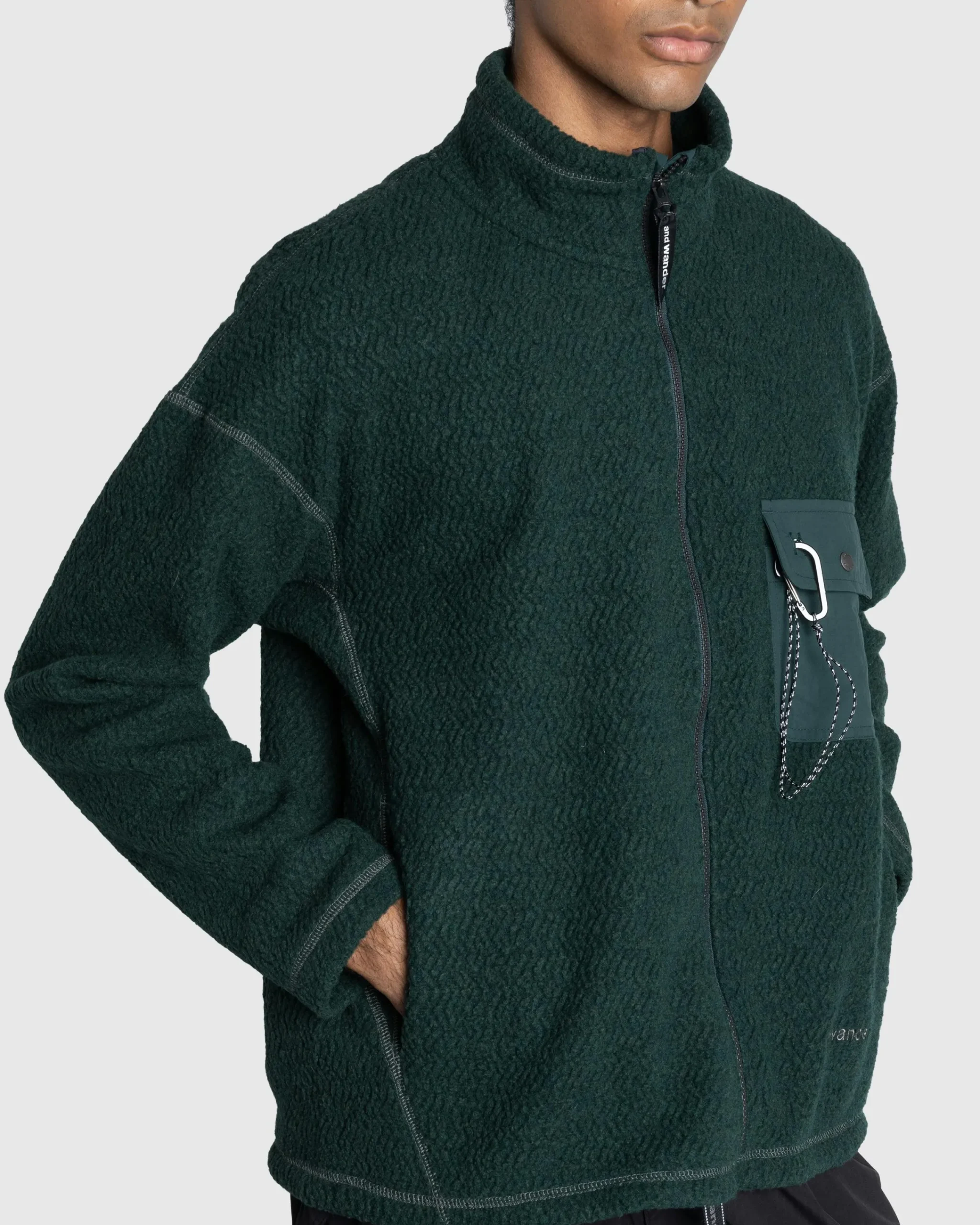 And Wander Re Wool JQ Stand Zip- Outerwear