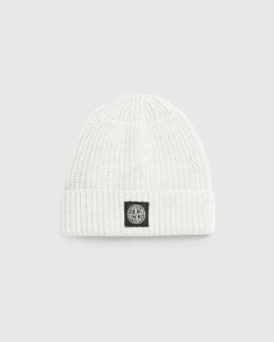 Stone Island Ribbed Wool Beanie Melange Pearl Grey- Hats
