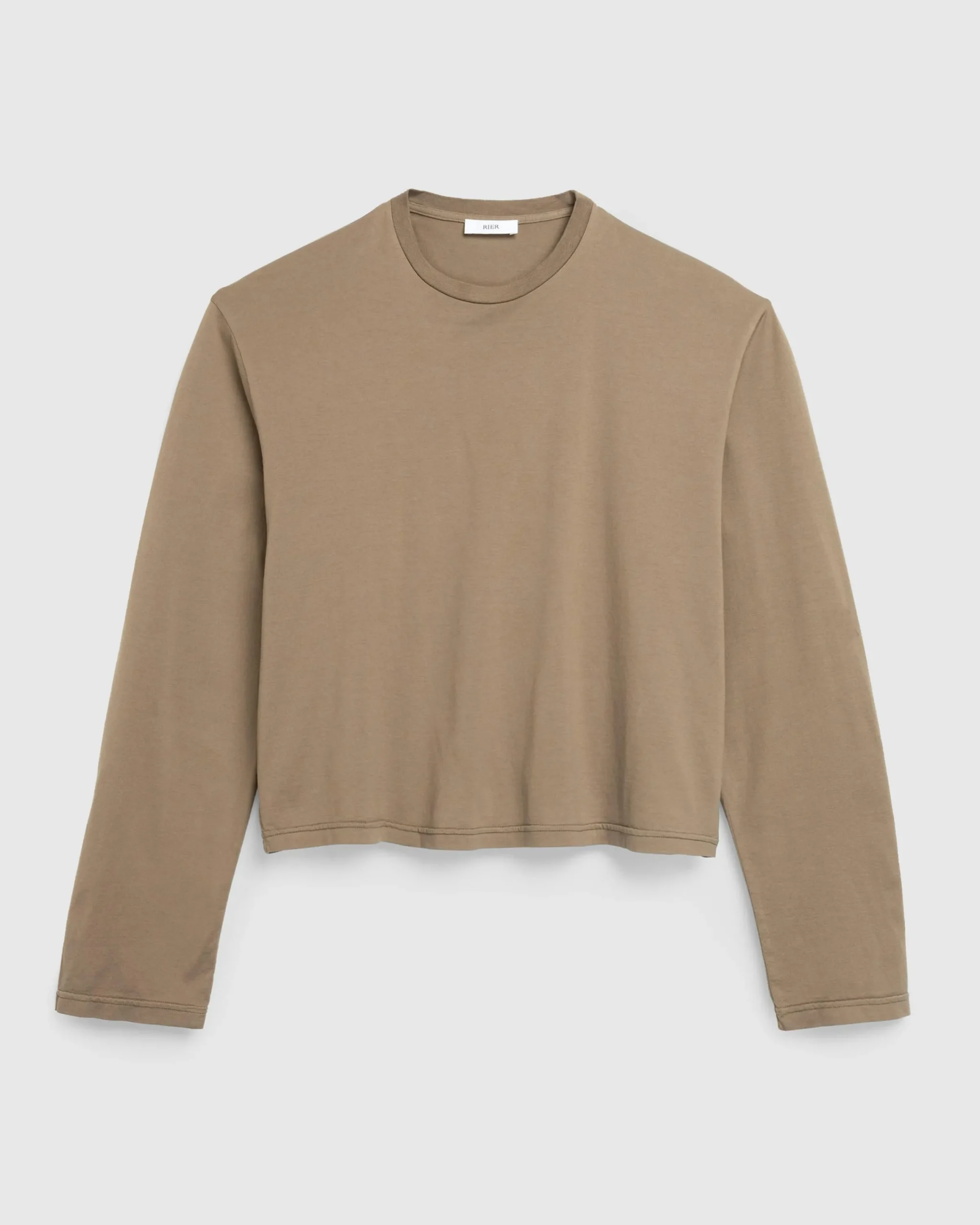 Rier Round Neck Long-Sleeve T-Shirt Castoro- Tops