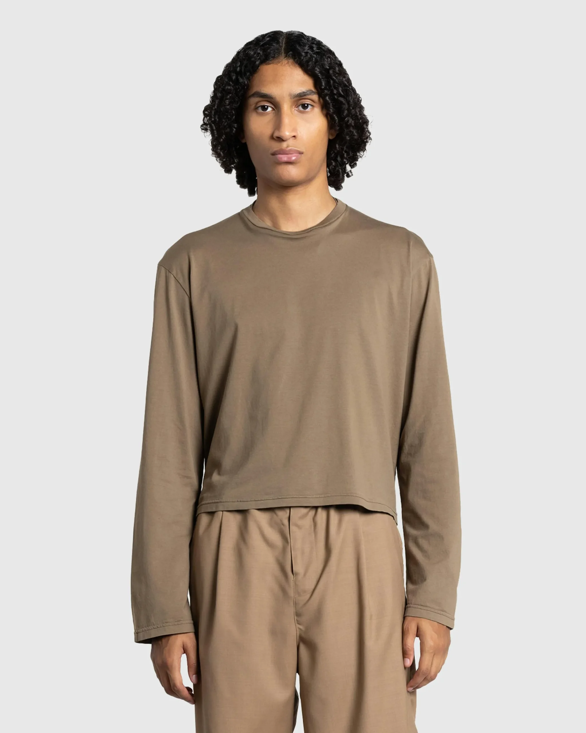 Rier Round Neck Long-Sleeve T-Shirt Castoro- Tops