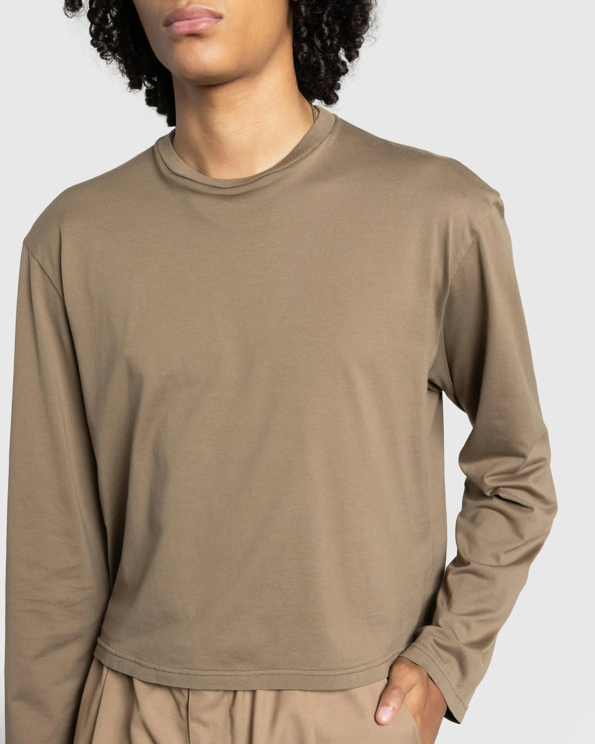 Rier Round Neck Long-Sleeve T-Shirt Castoro- Tops