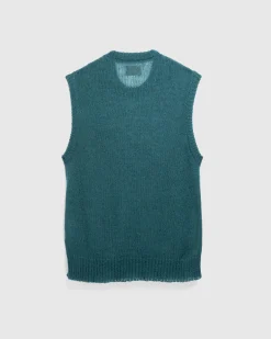 Café de Flore Script Sweater Vest Green- Knitwear