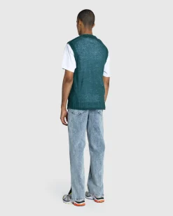 Café de Flore Script Sweater Vest Green- Knitwear