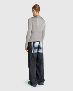 Mugler Sculpting Knit Top Grey Melange- Knitwear