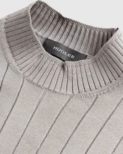 Mugler Sculpting Knit Top Grey Melange- Knitwear