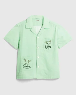 Bode See You at the Barn Short-Sleeve Shirt White/Green- Shirts