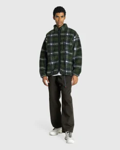 Gramicci Shadow Plaid Sherpa Jacket Olive- Outerwear