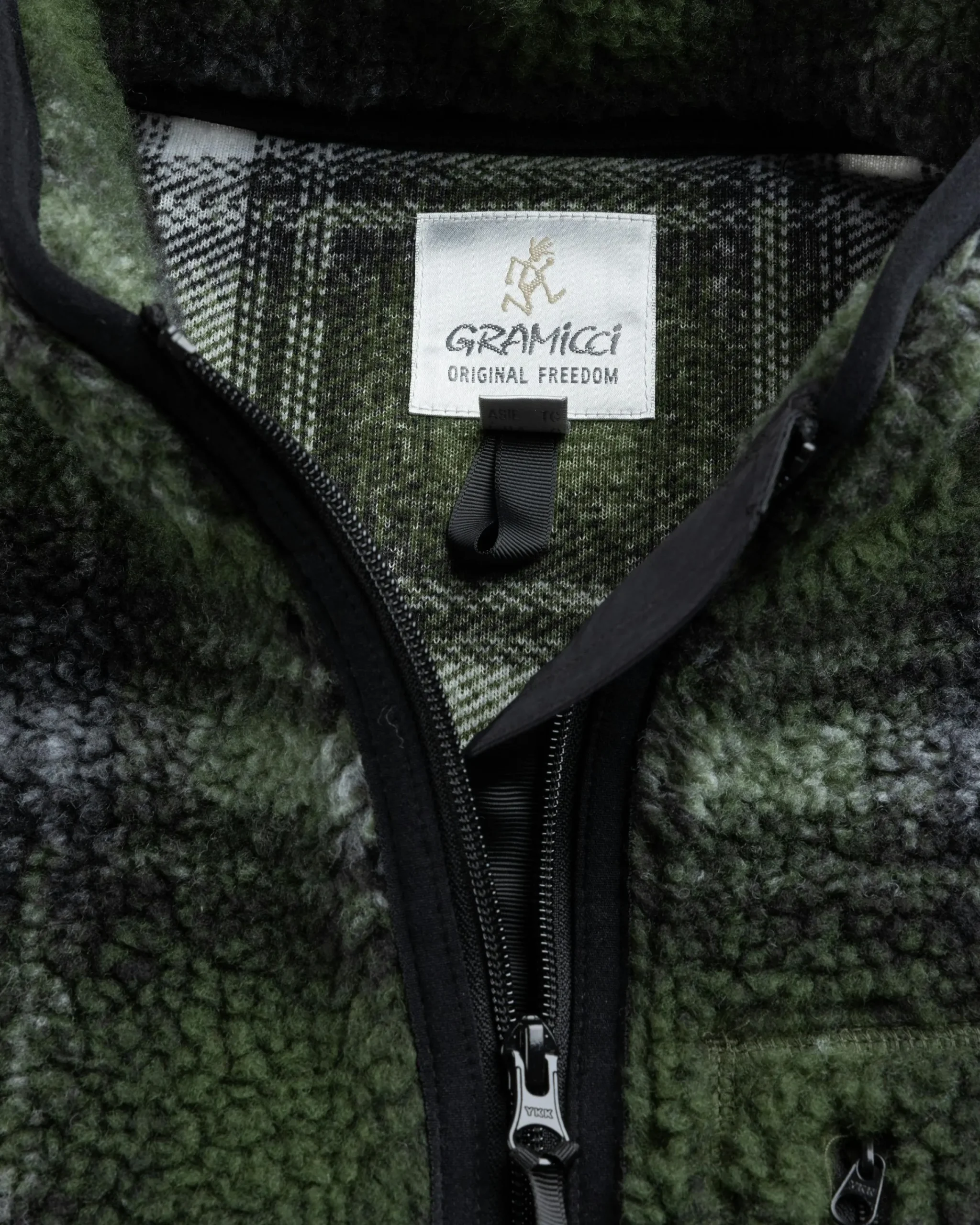 Gramicci Shadow Plaid Sherpa Jacket Olive- Outerwear