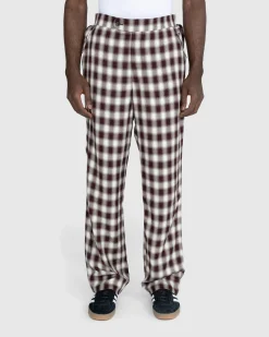 Bode Shadow Plaid Side-Tie Trousers Brown- Pants