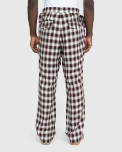 Bode Shadow Plaid Side-Tie Trousers Brown- Pants