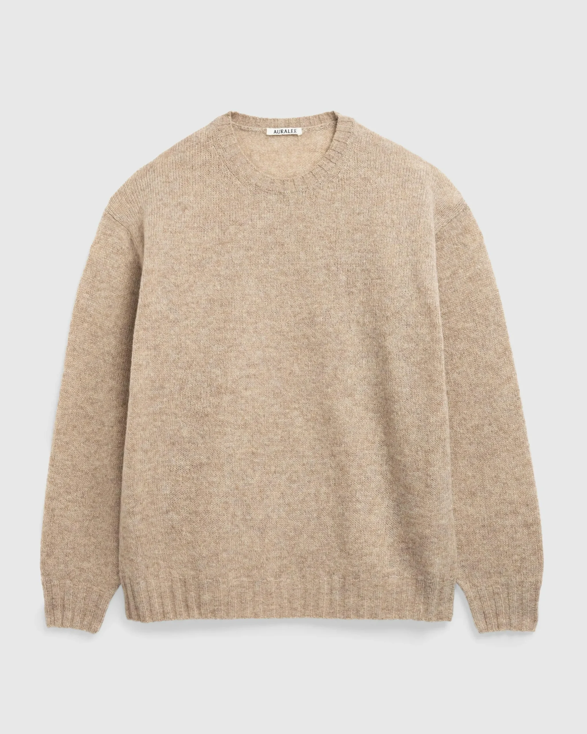 Auralee Shetland Wool Cashmere Knit P/O Beige- Knitwear