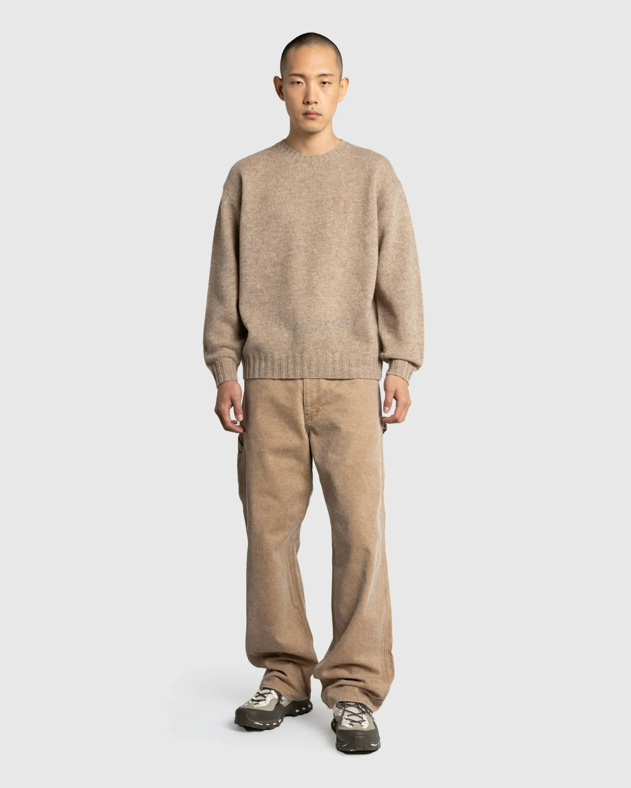Auralee Shetland Wool Cashmere Knit P/O Beige- Knitwear