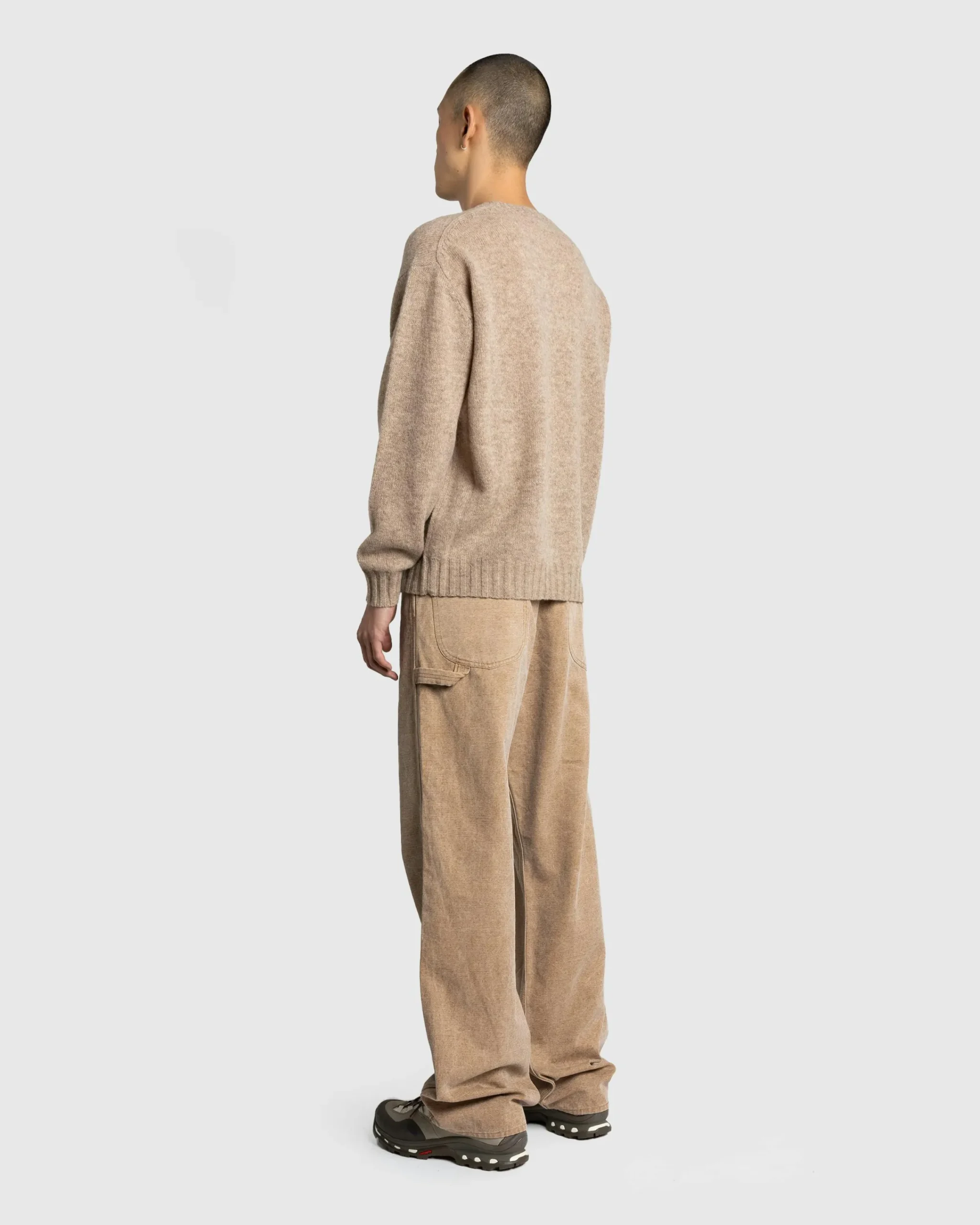 Auralee Shetland Wool Cashmere Knit P/O Beige- Knitwear