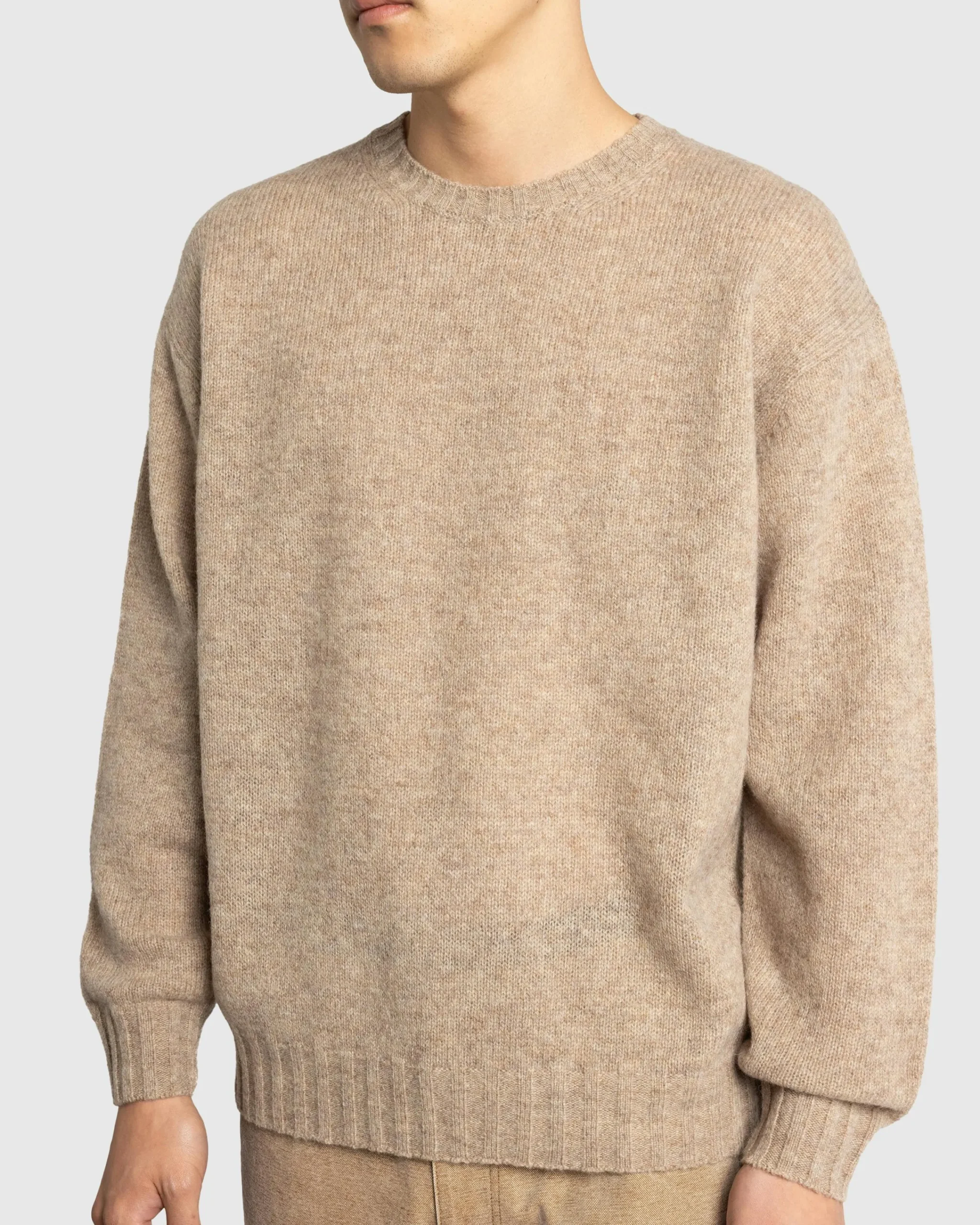 Auralee Shetland Wool Cashmere Knit P/O Beige- Knitwear
