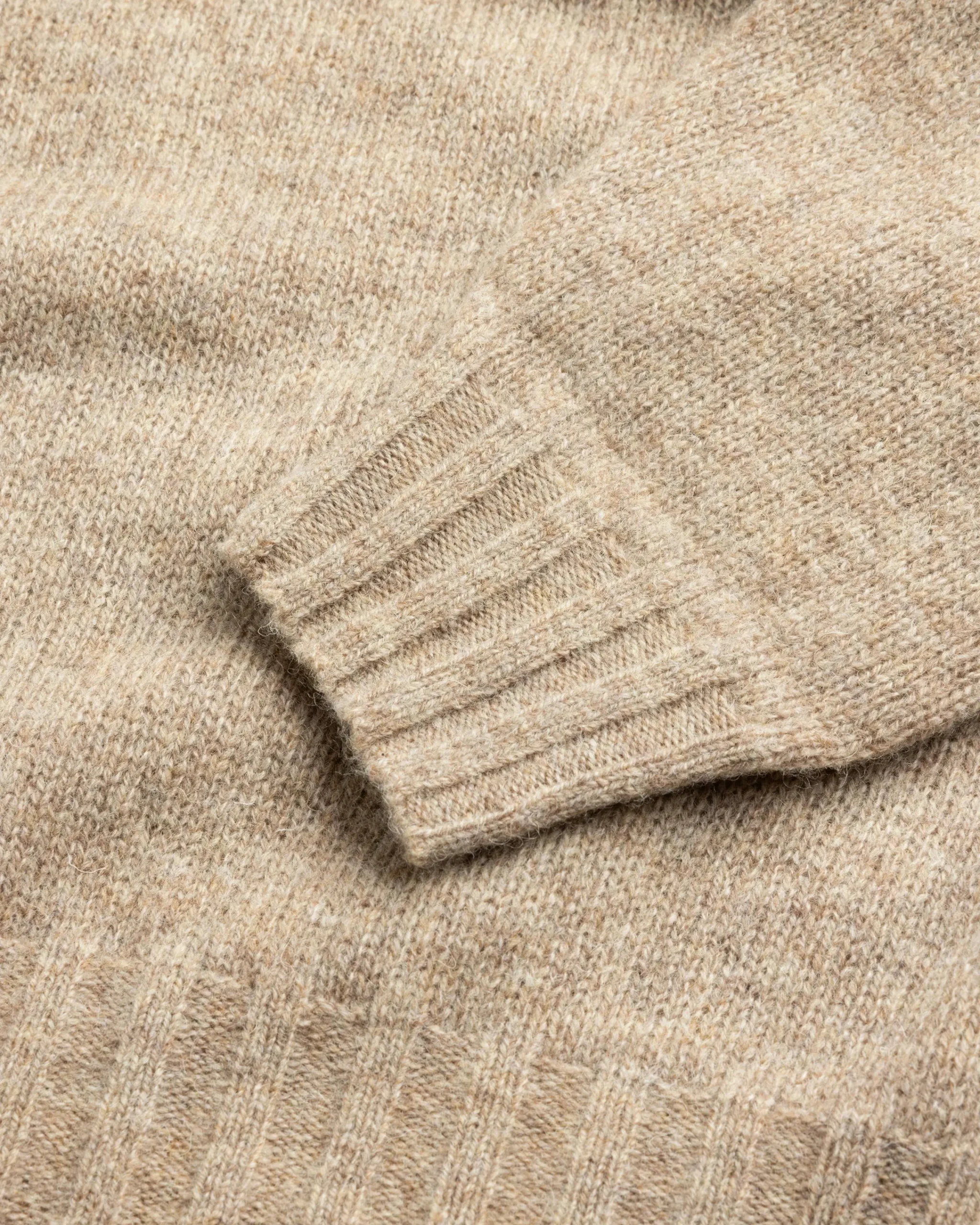 Auralee Shetland Wool Cashmere Knit P/O Beige- Knitwear