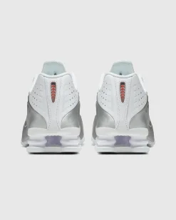 Nike Shox R4 White/White-Metallic Silver-Max Orange- Sneakers