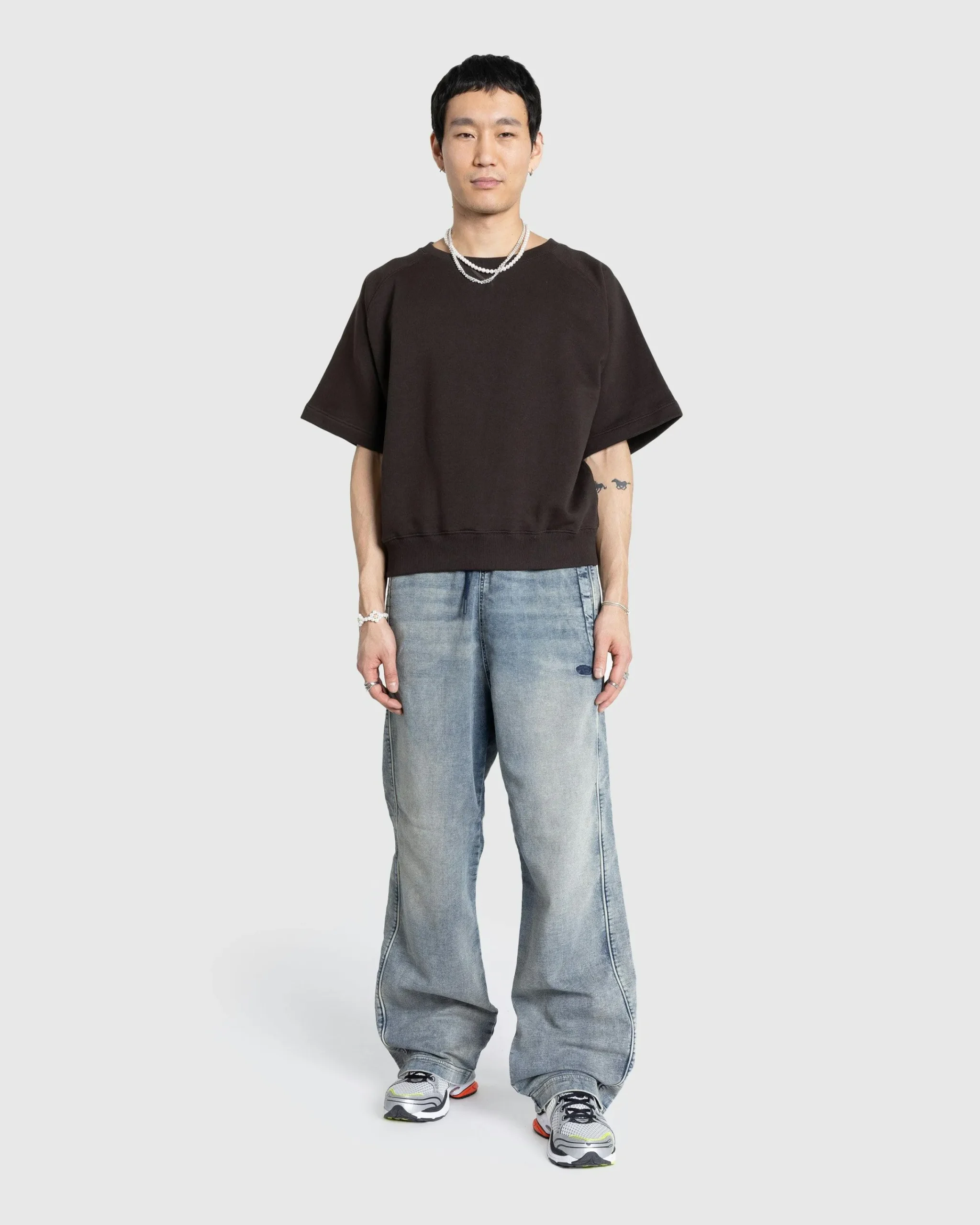 Meta Campania Collective Sigmar Jersey Cotton Short-Sleeve Crew Neck Dark Chocolate Brown- Tops