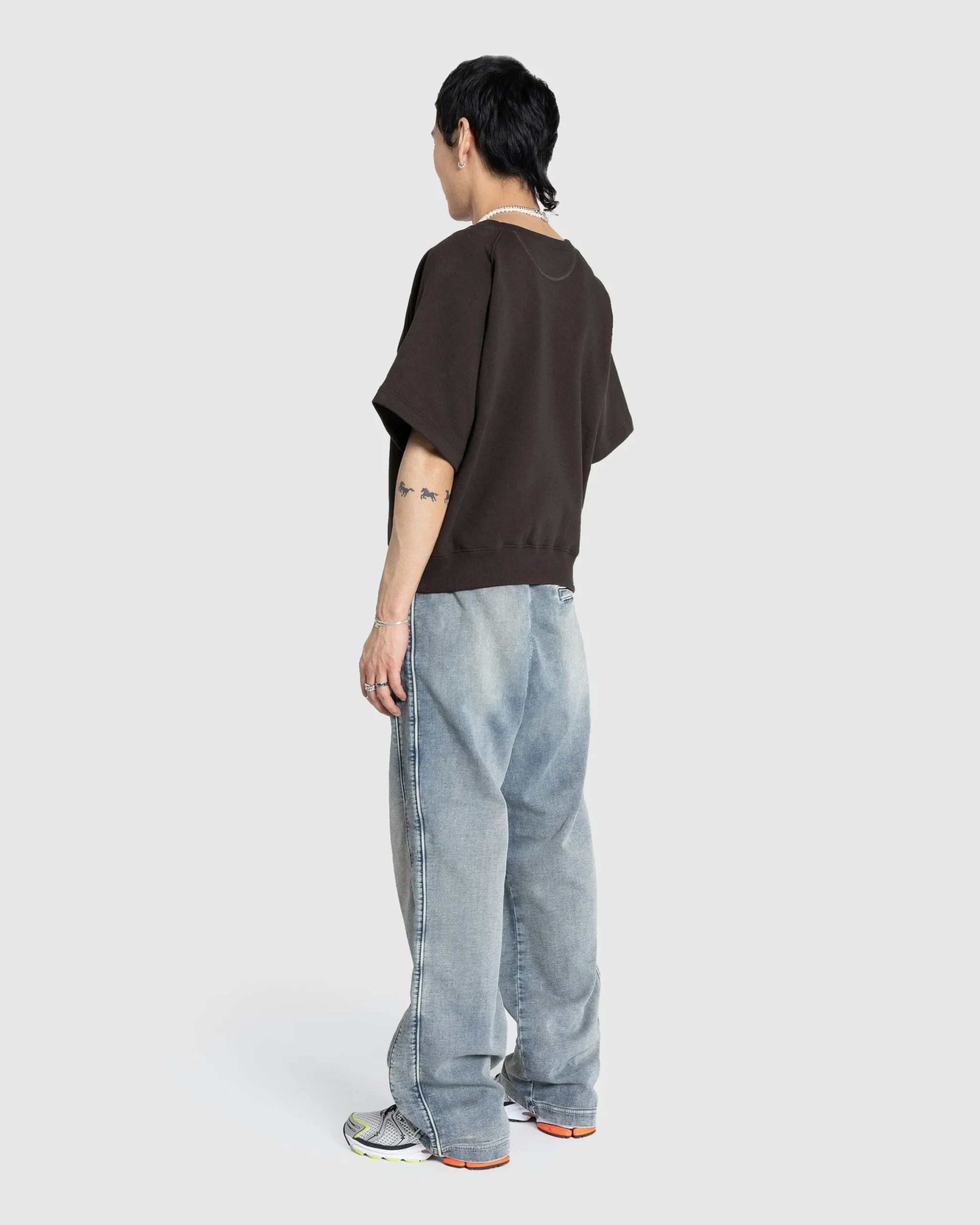 Meta Campania Collective Sigmar Jersey Cotton Short-Sleeve Crew Neck Dark Chocolate Brown- Tops