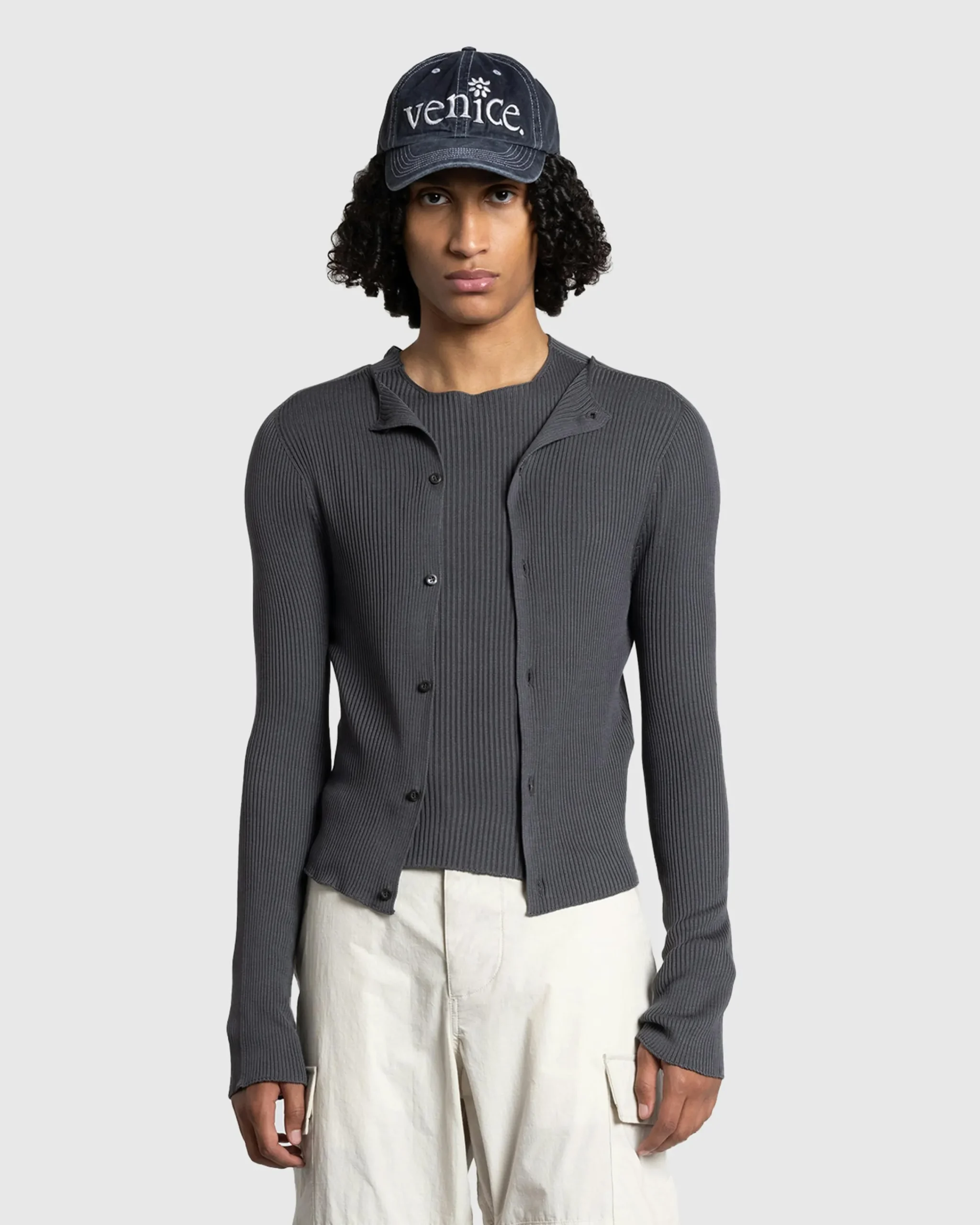 Rier Silk Knit Cardigan Castlerock- Knitwear