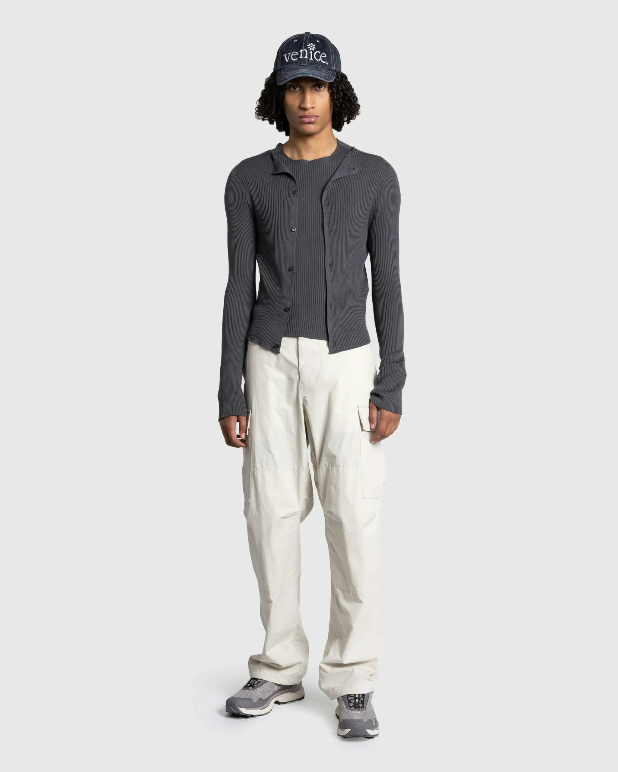 Rier Silk Knit Cardigan Castlerock- Knitwear