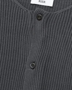 Rier Silk Knit Cardigan Castlerock- Knitwear