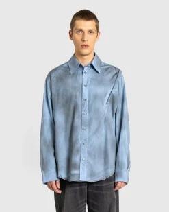 Y/Project Spray Pinched Logo Shirt Light Blue/Grey- Shirts