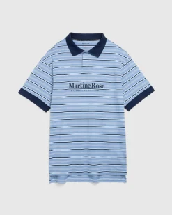 Martine Rose Stretched Polo Blue Stripe- Tops