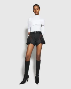 Mugler Technical Fabric Cargo Shorts Black/Dark Chocolate- Shorts