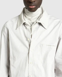 Y/Project Turtleneck Shirt Beige Check- Knitwear