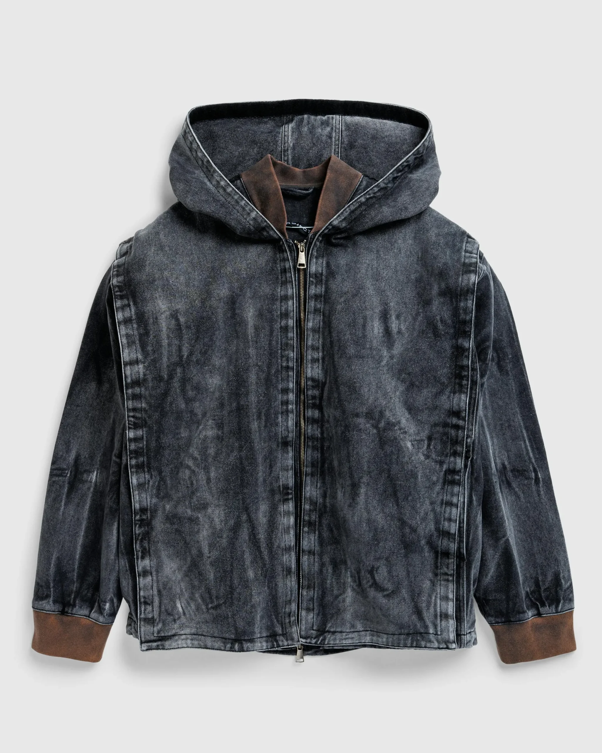 Y/Project Velcro Denim Jacket Black Vertical Whiskers- Outerwear