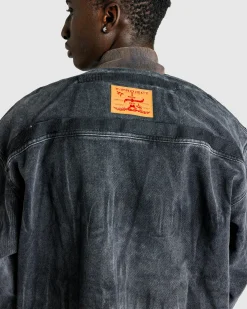 Y/Project Velcro Denim Jacket Black Vertical Whiskers- Outerwear