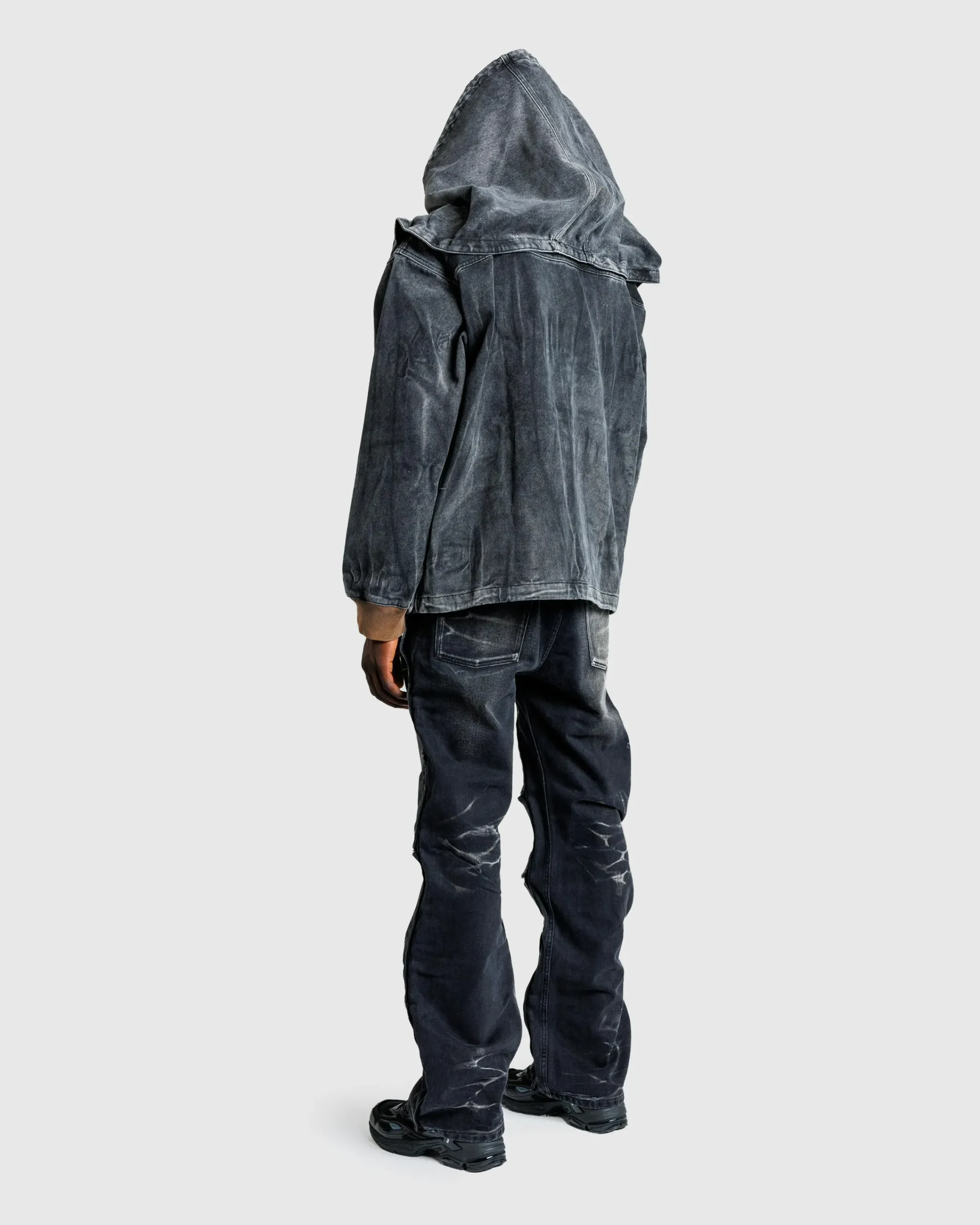 Y/Project Velcro Denim Jacket Black Vertical Whiskers- Outerwear