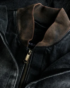 Y/Project Velcro Denim Jacket Black Vertical Whiskers- Outerwear