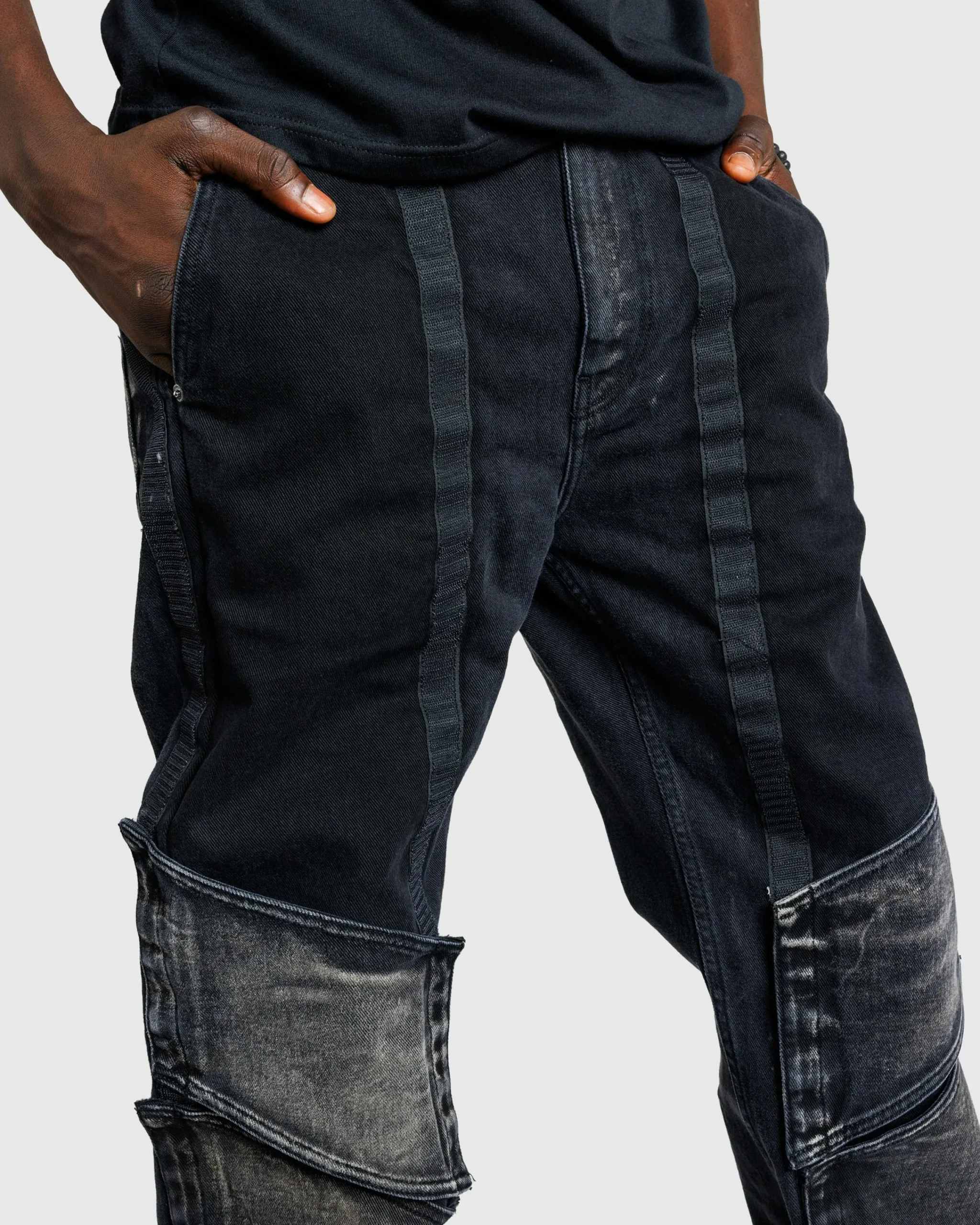 Y/Project Velcro Multi Panel Jeans Faded Black- Pants