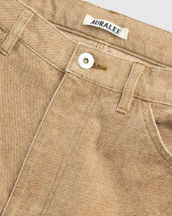 Auralee Washed Organic Canvas Pants Light Brown- Pants