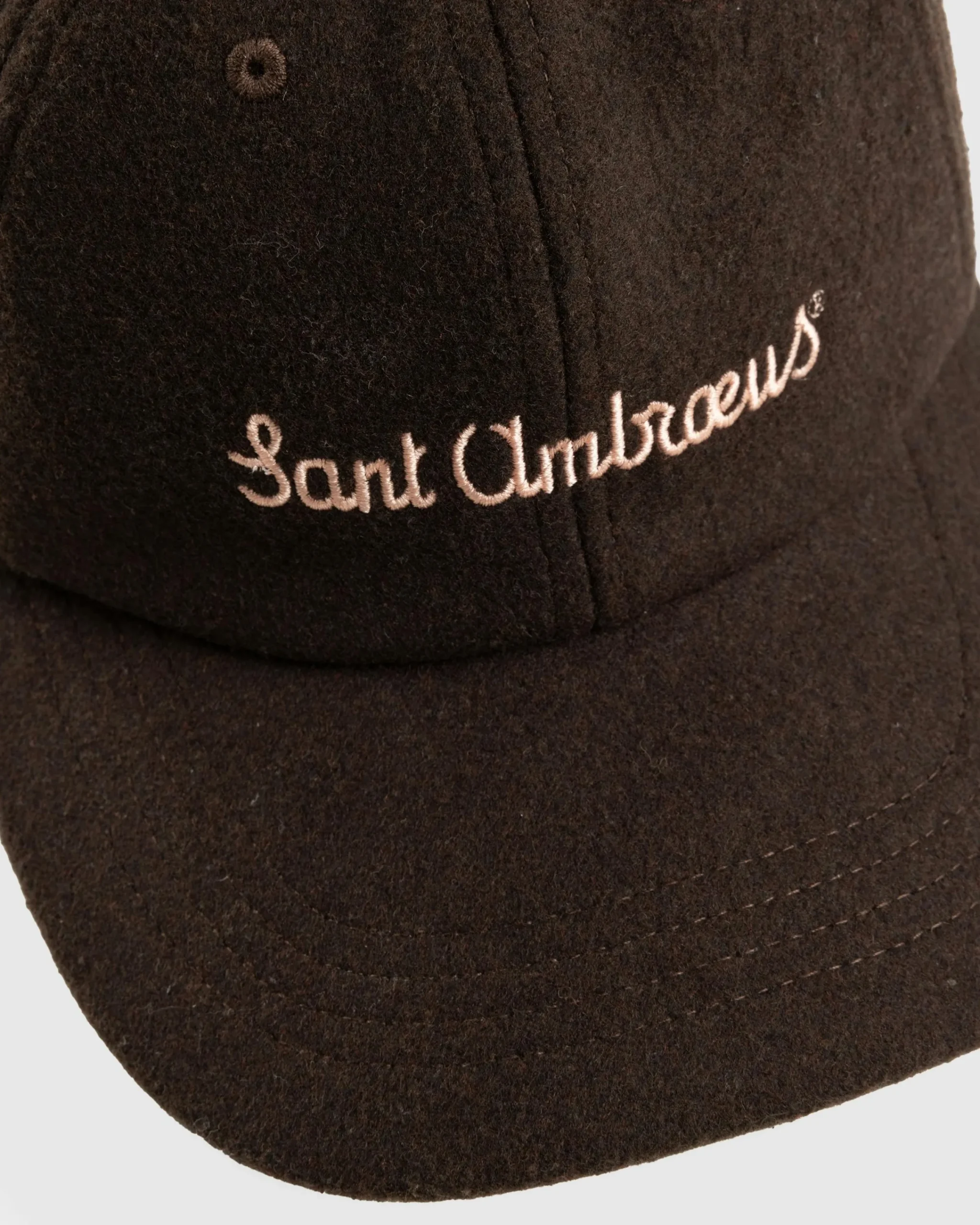 Sant Ambroeus Wool Logo Cap Dark Brown- Hats