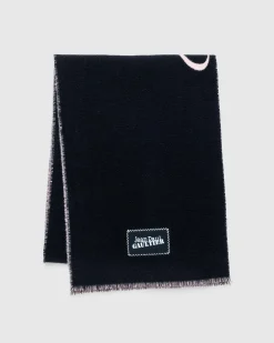 Jean Paul Gaultier Wool Scarf With Gaultier Signature Black/Pale Pink- Scarves