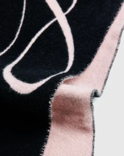 Jean Paul Gaultier Wool Scarf With Gaultier Signature Black/Pale Pink- Scarves