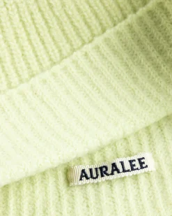 Auralee Wool Soft Cord Knit Cap Light Lime- Hats