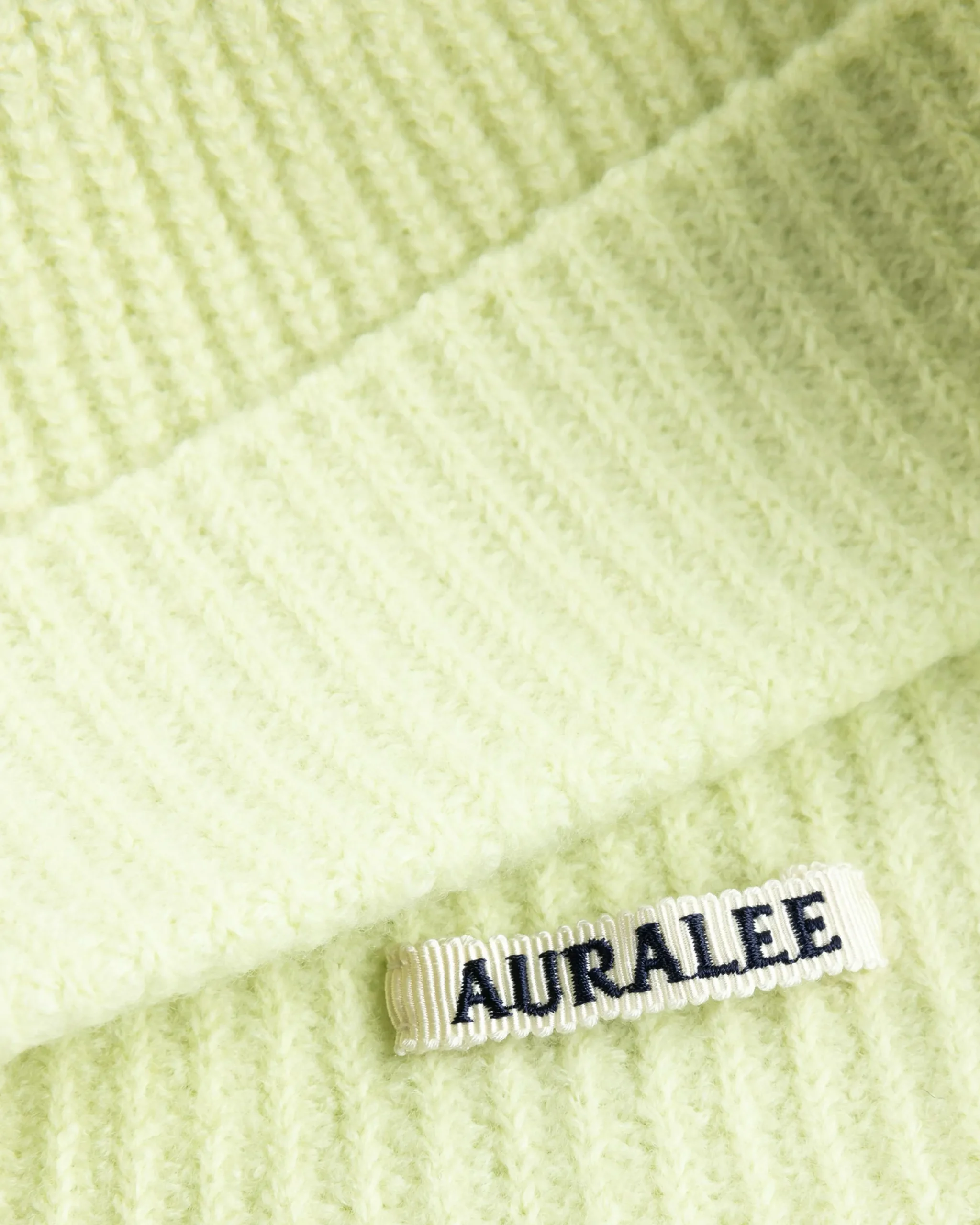 Auralee Wool Soft Cord Knit Cap Light Lime- Hats