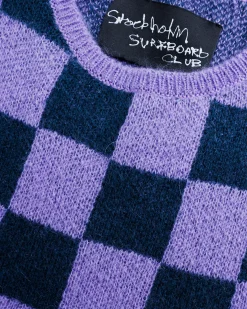 Stockholm Surfboard Club Yoko Top Purple Check- Knitwear