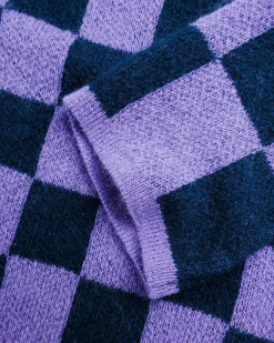 Stockholm Surfboard Club Yoko Top Purple Check- Knitwear