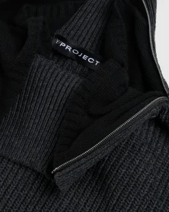 Y/Project Zip Insert High Neck Pullover Dark Grey- Knitwear