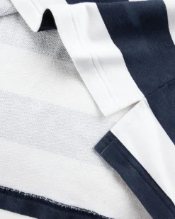 Martine Rose Zip Up Polo Navy/White Stripe- Tops