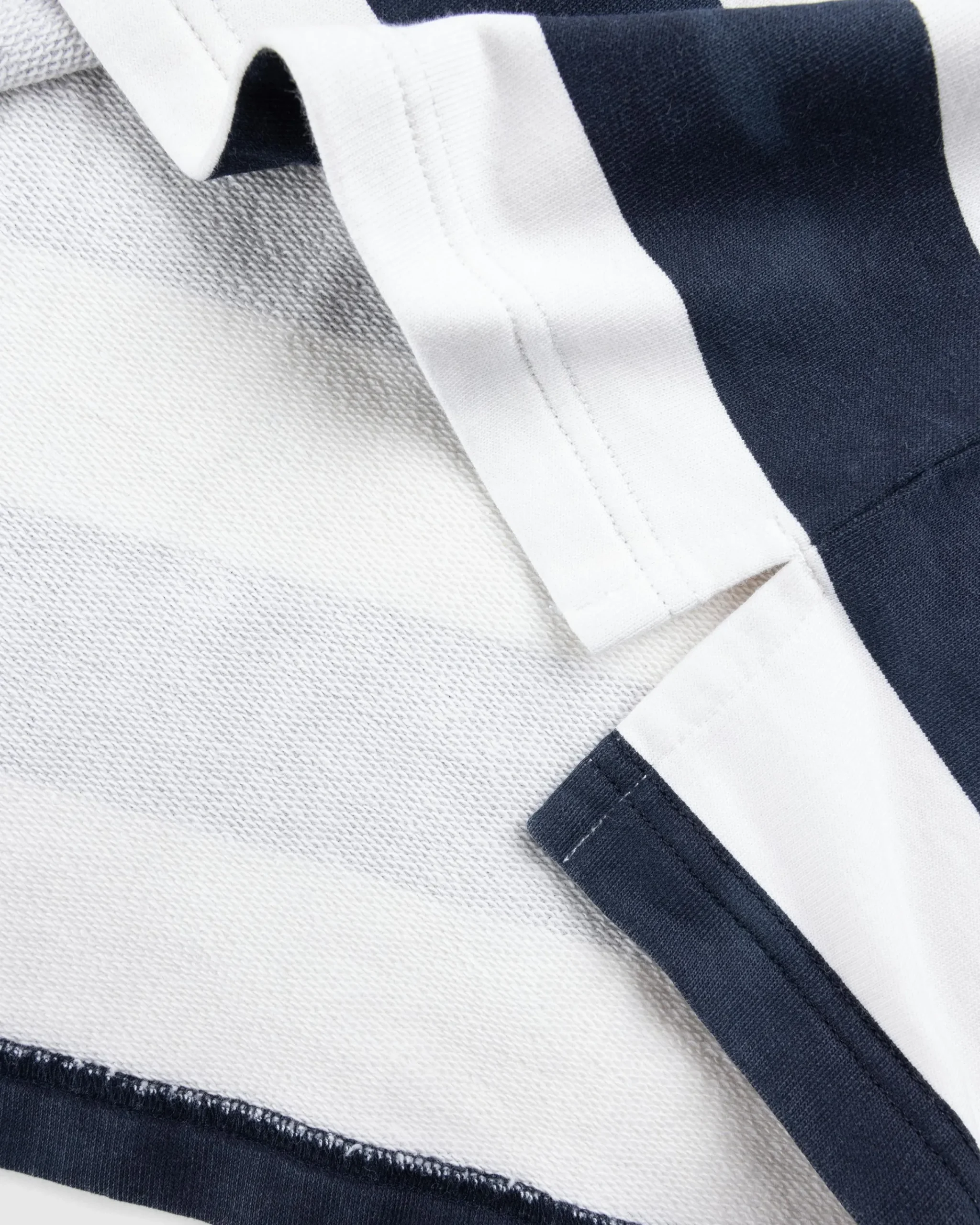 Martine Rose Zip Up Polo Navy/White Stripe- Tops